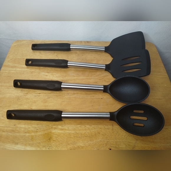 unbranded Other - New 4pc Silicone Kitchen Utensils Spoon, Spatula Set